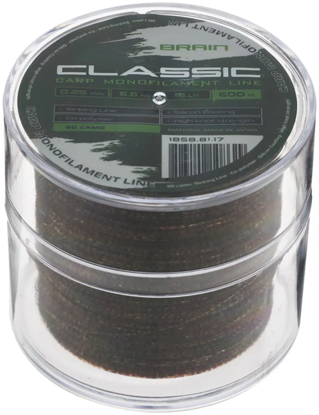Леска Brain Classic Carp Line (3D camo) 600m 0.25mm 15lb 6.6kg ЛБК-13 фото