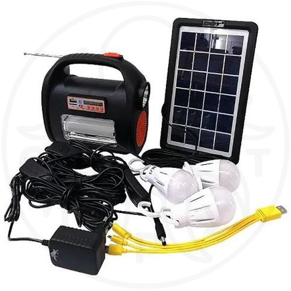 Ручний ліхтар Solar Light із сонячною батареєю 4V 9000mAh AT-9025B (ліхтар, радіо, mp3 bluetooth, павербанк, 3 лампочки) ЕРФ-9000 фото