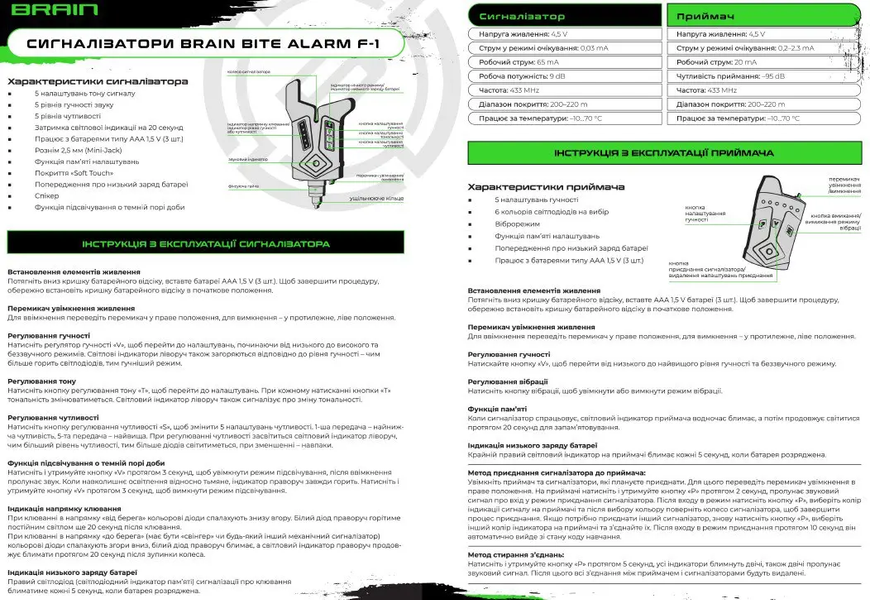 Набір сигналізаторів Brain Wireless Bite Alarm F-1 4+1 НСБ-03 фото