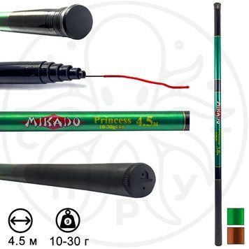 Маховое удилище стекловолокно Princess MIKADO 4.5м 10-30 г УП-08 фото