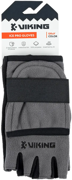 Перчатки Viking Fishing Ice Pro Gloves XL (флис, 5 откидных пальцев) Grey-graphite ОБ-18 фото