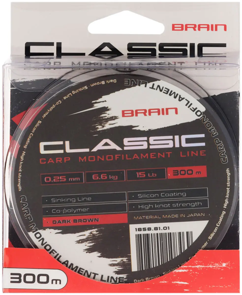 Леска Brain Classic Carp Line (dark brown) 300m 0.30mm 20lb 8.8kg ЛБК-19 фото